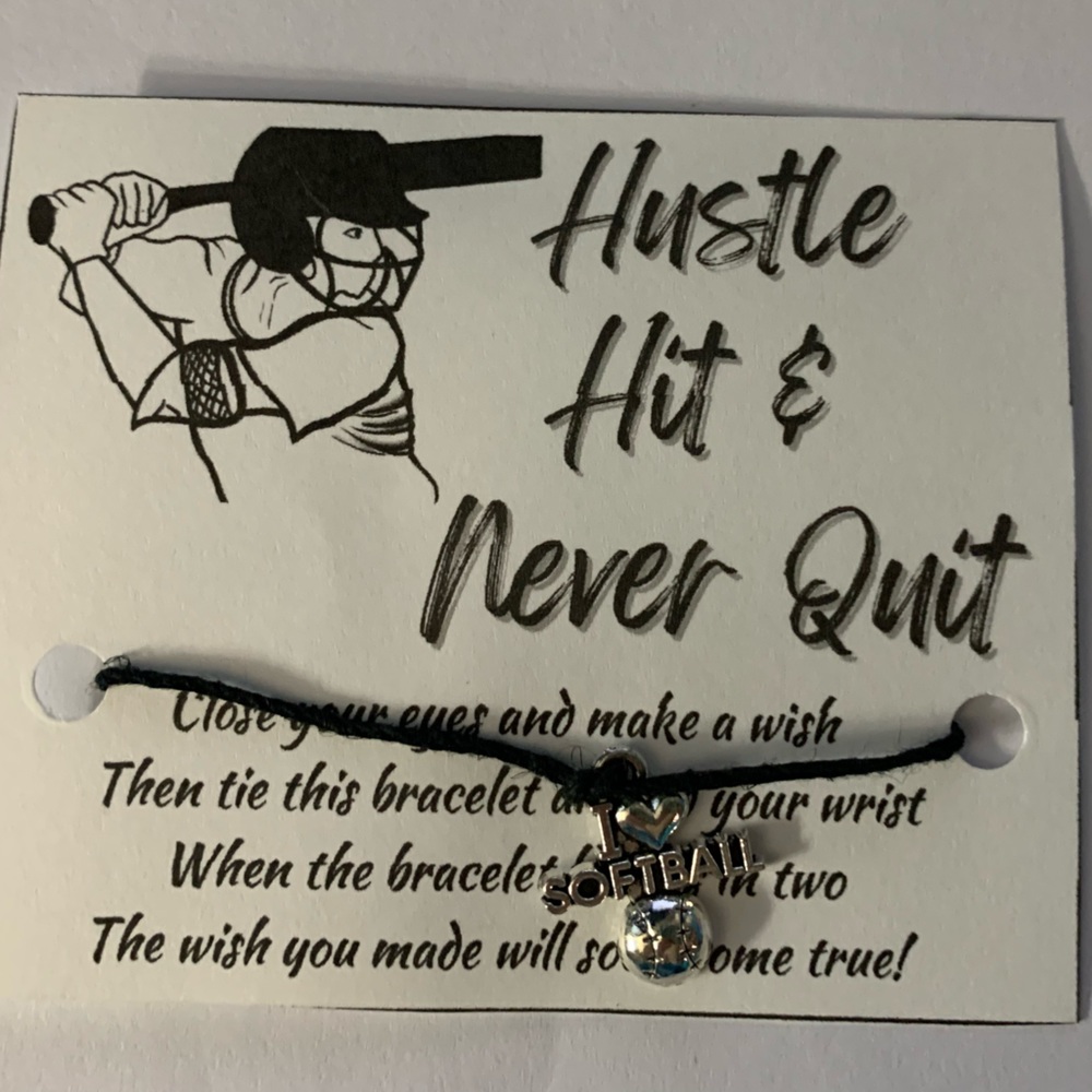 Handmade Softball Life Black Hemp Cord Wishing Bracelet Brand New